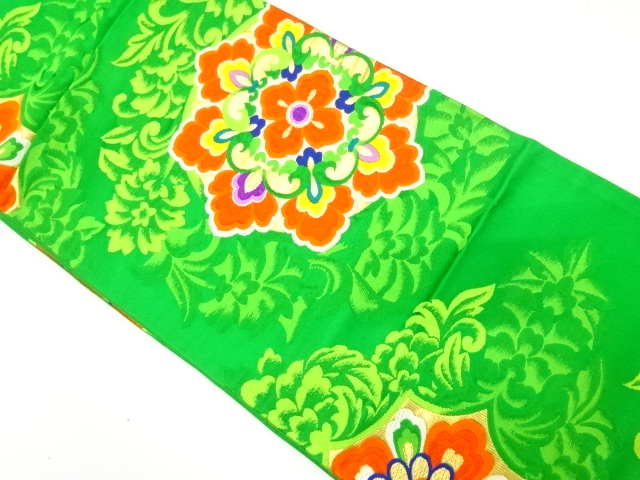 アンティーク　華紋模様織出し袋帯（着用可）